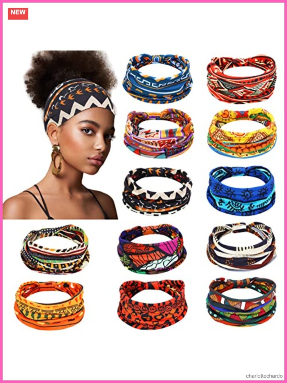 12 Pc Chiffon Knotted Headbands Wide Elastic Yoga Hair Wraps Women